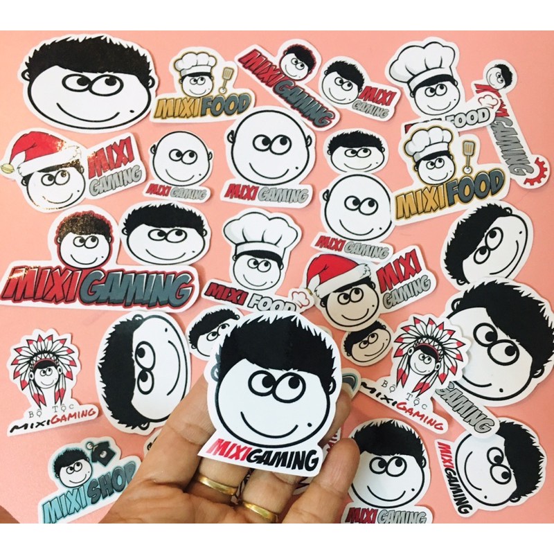 Set 30 sticker độ mixi ép lụa bóc dán căts laze/ hình dán độ mixi