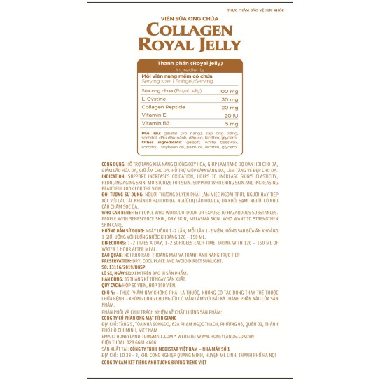 Hỗ trợ làm đẹp da Viên nhộng collagen sữa ong chúa Royal Jelly 150 viên | BigBuy360 - bigbuy360.vn