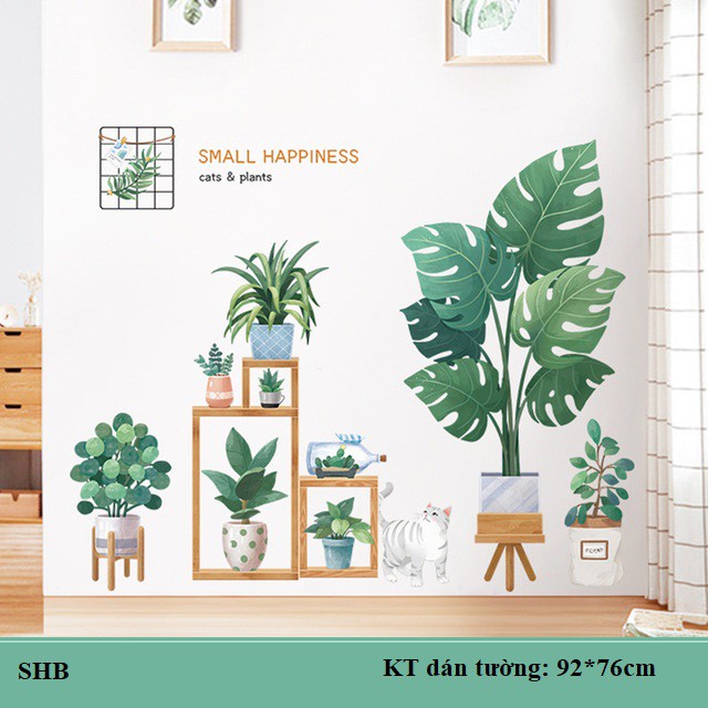 Combo Tranh decal dán tường SMALL HAPPINESS- tranh trang trí decor phong cách Hàn Quốc, dán phòng khách, spa