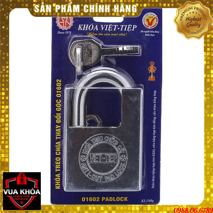 Ổ khóa cửa treo Việt Tiệp hợp kim chống cắt màu trắng⚡FREE SHIP⚡ Khóa cần chìa chống quên chìa. hợp kim thép cao cấp