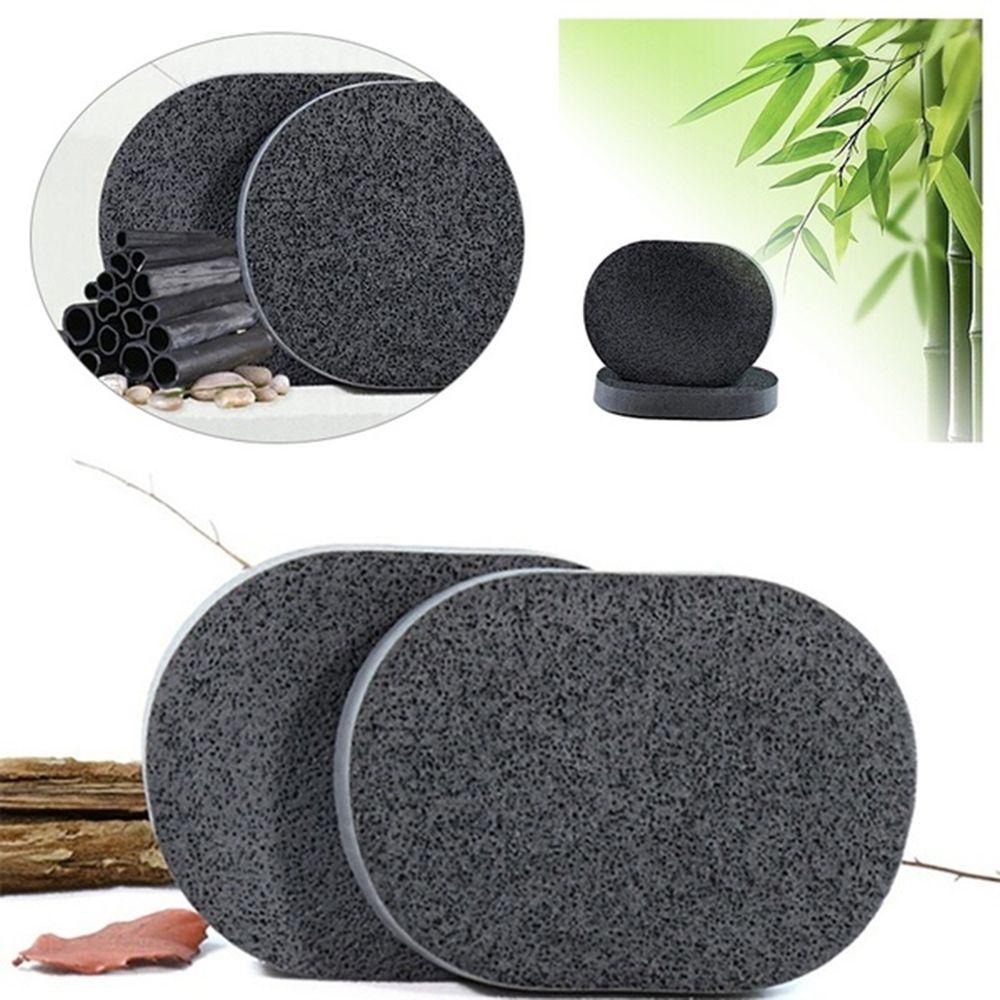 Mút Rửa Mặt Than Tre Hình Tròn Màu Đen