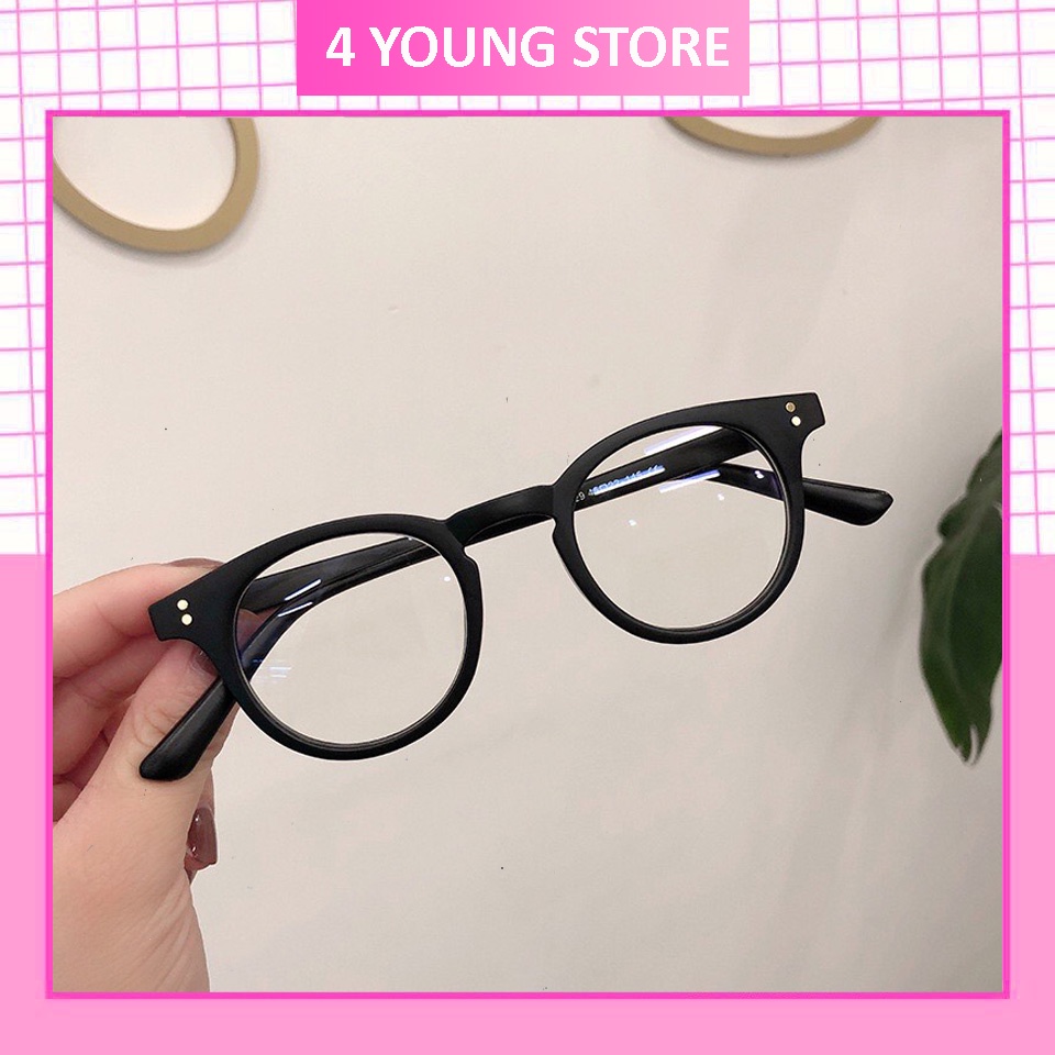 Kính giả cận chữ V gọng tròn cute mắt kính không độ chống tia UV thời trang Unisex phong cách Hàn Quốc 027