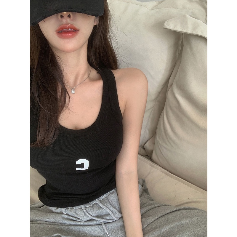 Cocory vn Áo Croptop Sát Nách Ôm Dáng In Chữ Quyến Rũ Thời Trang Mùa Hè Cho Nữ