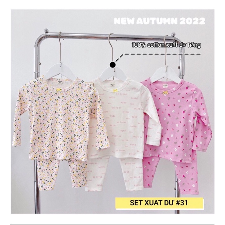 [Combo xuất dư] Combo set 3 bộ chất cotton dày cho bé gái
