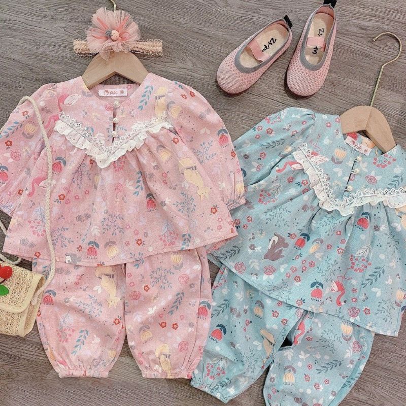 Bộ quần áo bé gái - Bộ Pijama babydoll siêu xinh cho bé gái 1-5 Tuổi