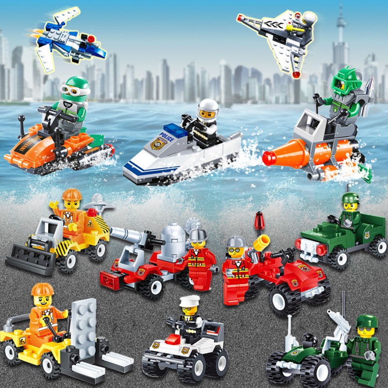 Bộ đồ chơi lắp ráp HYG Toys 41 mảnh mô hình xe cảnh sát/chữa cháy nhỏ bảo vệ thành phố cho bé