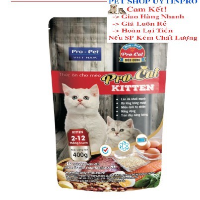 THỨC ĂN HẠT CHO MÈO CON ProCat Kitten Túi 400g Xuất xứ ProPet Việt Nam