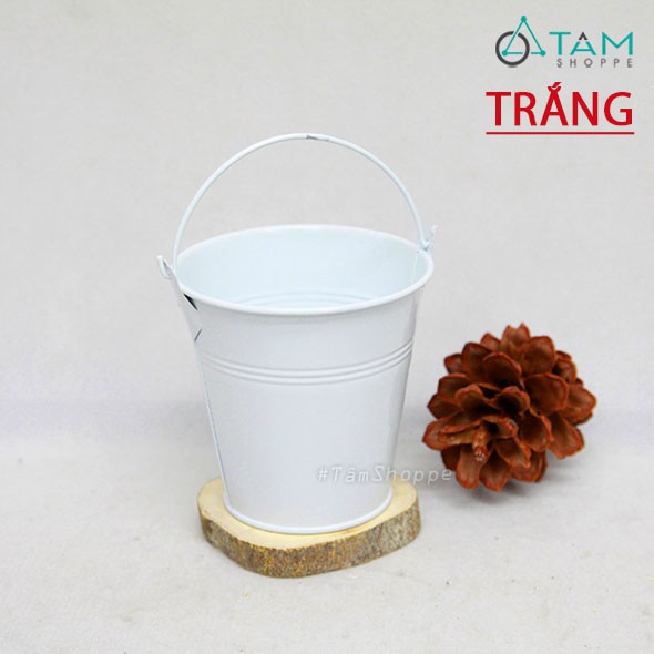 [SƠN TĨNH ĐIỆN] Xô thiếc mini Vintage đơn màu trang trí ĐK11cm FE-XTH-01