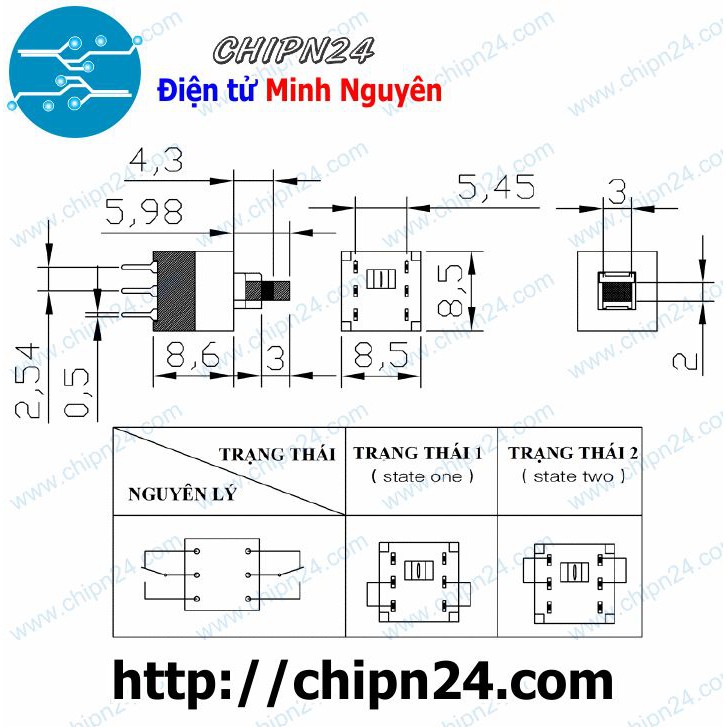 [10 CÁI] Nút nhấn 6 chân 8.5x8.5mm tự giữ