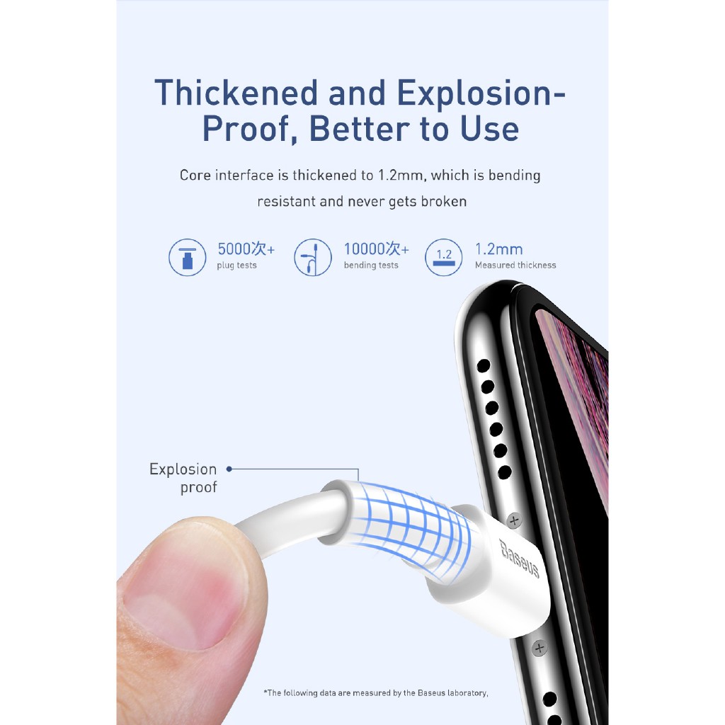 Dây cáp sạc iPhone Lightning Baseus rẻ và tốt dành cho điện thoại iPhone Lightning / type C/ micro USB màu trắng dài 1m