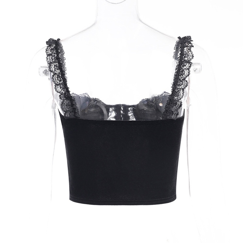 Áo Croptop Hai Dây Phối Ren Gợi Cảm Cho Nữ