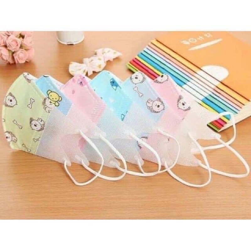 Set 10c khẩu trang 3D xuất Nhật kháng khuẩn cho bé trai bé gái từ sơ sinh đến 6 tuổi nhiều họa tiết
