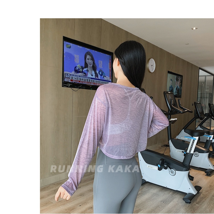 Áo thun yoga BEAUTYTREND mỏng tay dài dáng rộng thoáng khí cho nữ