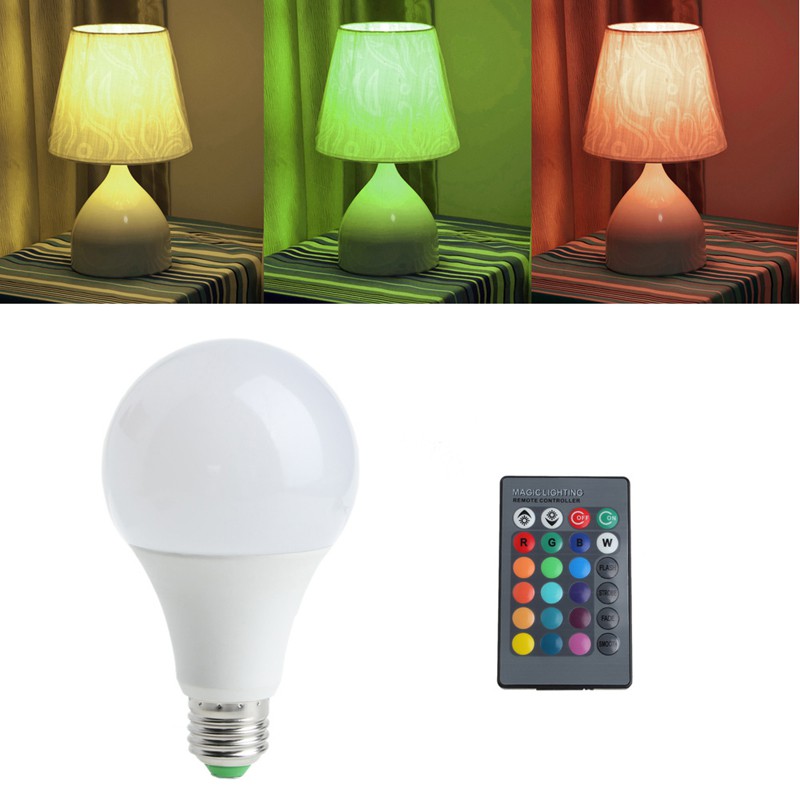 Bóng Đèn 85-265v E27 20w Rgb 16 Màu Kèm Điều Khiển Từ Xa