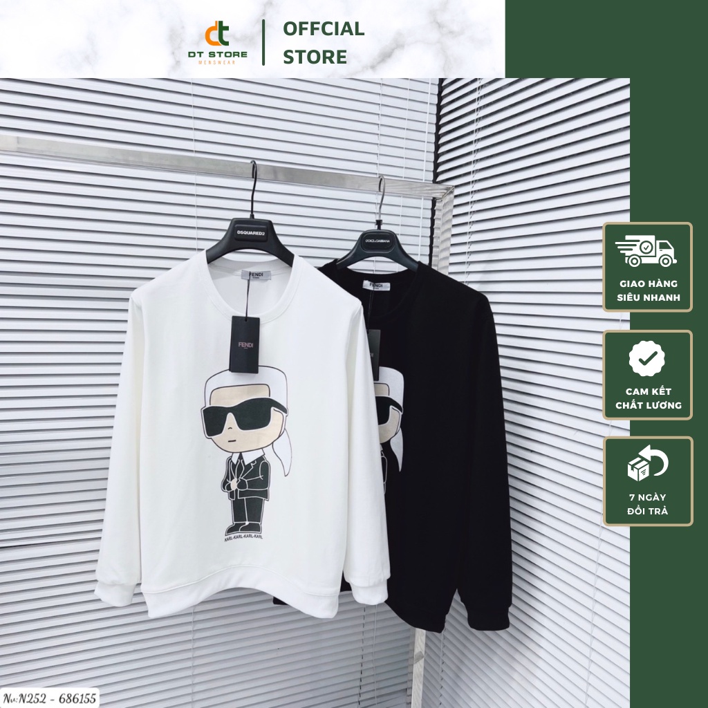 Áo Nỉ Dài Tay Nam Fendi In HÌnh Cậu Bé Cực Chất - Áo Nỉ Nam Nữ Fendi Chất Nỉ Da Cá Mềm Mịn Ấm Áp DT STORE MENWEAR