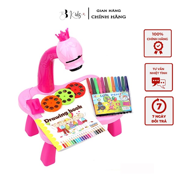 Bàn tập vẽ thông minh có máy chiếu hình ảnh cho bé tập tô vẽ sáng tạo BB kids làm từ chất liệu nhựa ABS an toàn cho trẻ