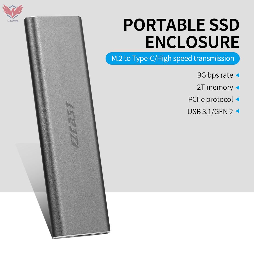 Fire EZCast S8000  GEN2 Hard Drive Enclosure M.2 NVME Portable SSD Enclosure PCI-e to USB 3.1 Applicable to 2230/2242/2260/2280mm