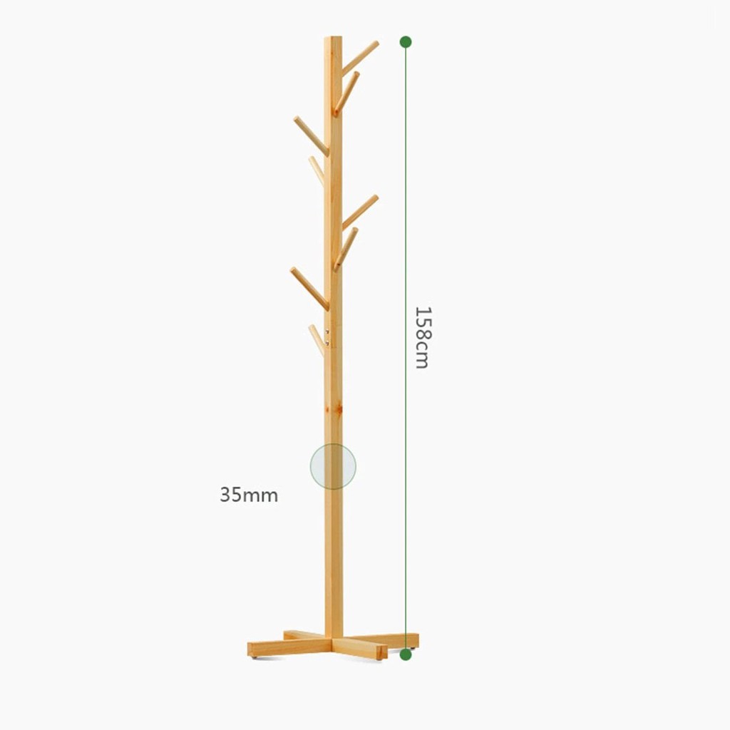 Cây Treo Quần Áo 100% Gỗ Thông Cao Cấp - Phong Cách Hàn Quốc Decor Nhà Cửa - Kt 153 x 45 x 35cm