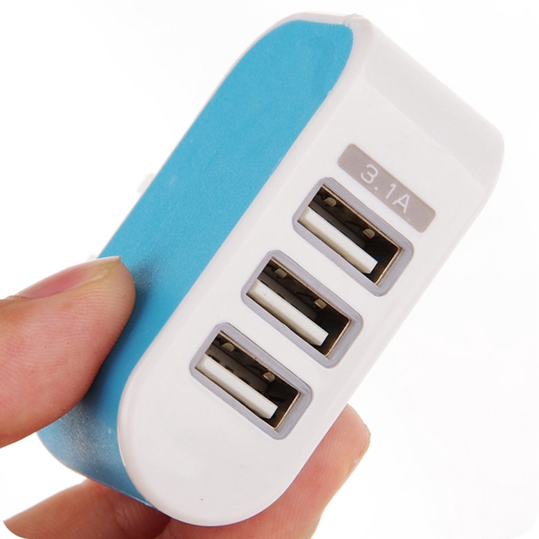 PK Triple USB Port Wall Home Travel AC Power Charger Adapter 3.1A EU Plug