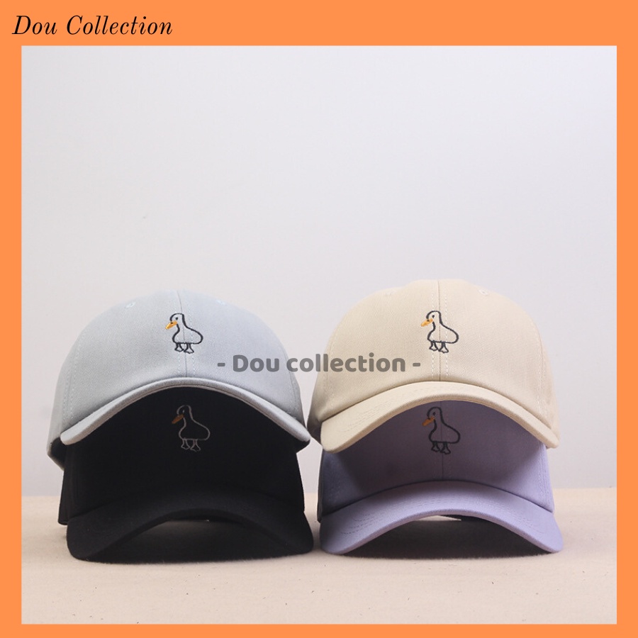 Mũ Lưỡi Trai (Nón Kết) Unisex Thiêu Logo Hình Vịt - Chất Liệu Cotton - Dou Collection - Mã NV043