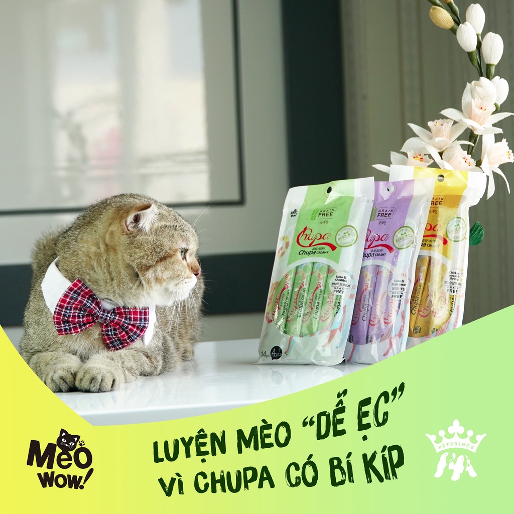 Súp thưởng cho mèo Chupa meowow 14g, thức ăn tăng cân snack creamy Con Mèo Xiêm