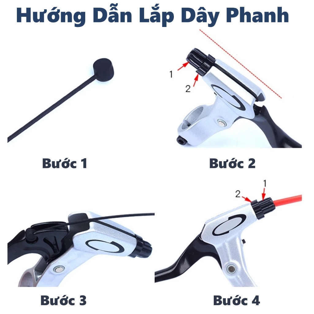 Bộ 5 Dây Phanh - Dây Đề Xe Đạp Thể Thao MTB 1.7M, 2M