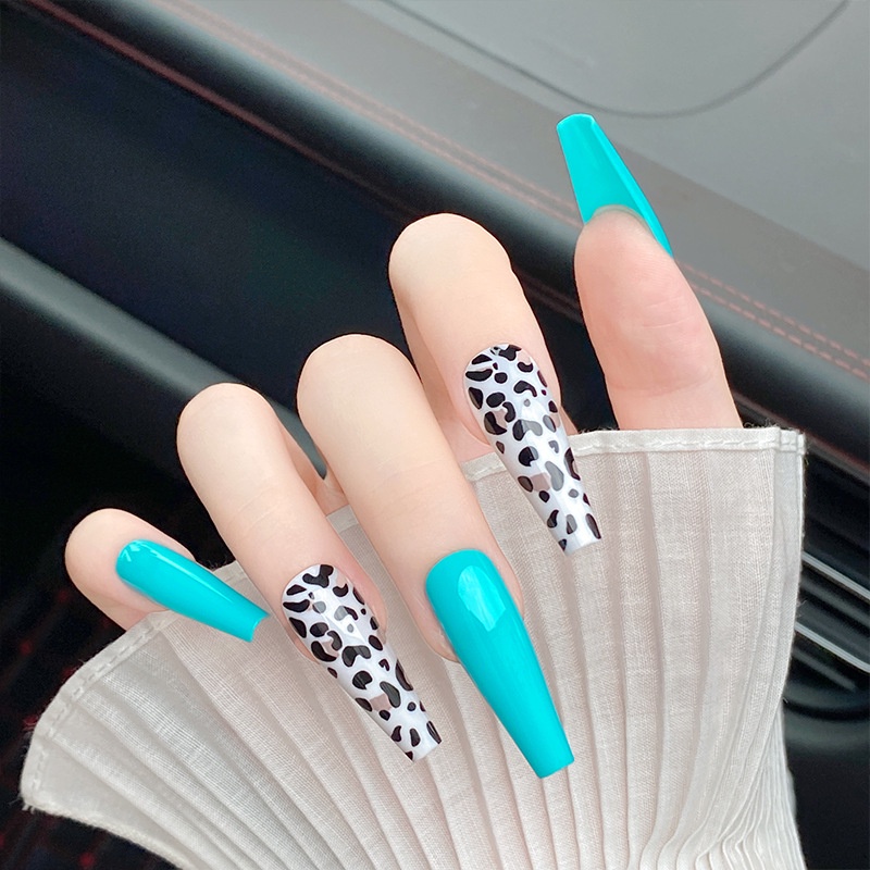 00 - Báo Xanh Hồ [DA BÁO] Bộ Móng Giả 24 Chiếc Đủ Size - Sẵn Keo Và Dụng Cụ