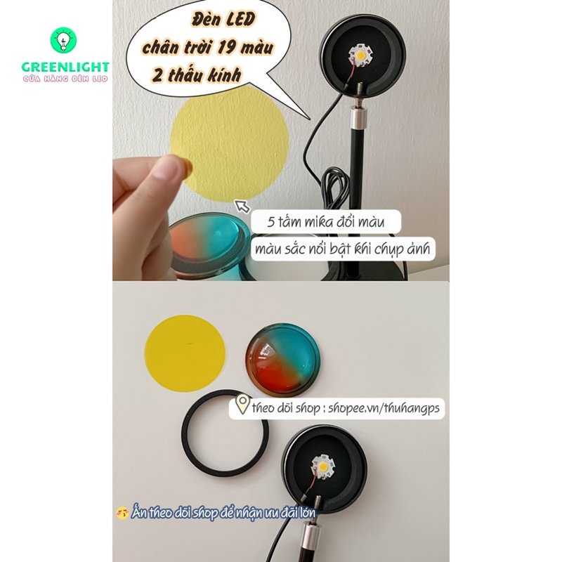 Đèn Hoàng Hôn Tiktok Đường Chân Trời Màu mới Sống ảo Siêu đẹp, mua 1 được 19 màu với 2 Thấu kính + 5 mica màu, BH12th