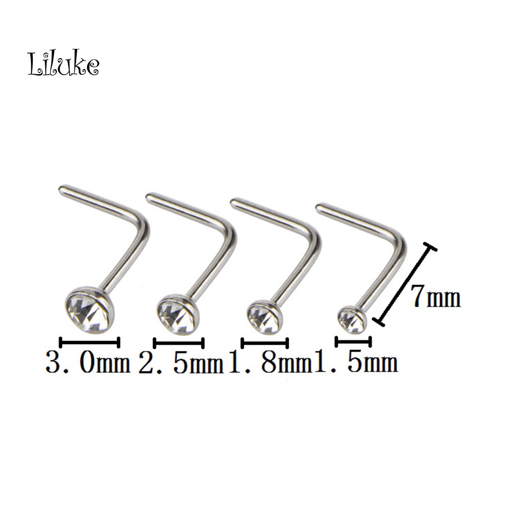 Bộ 14 Khuyên Mũi Bằng Thép Không Gỉ Đính Đá Cá Tính