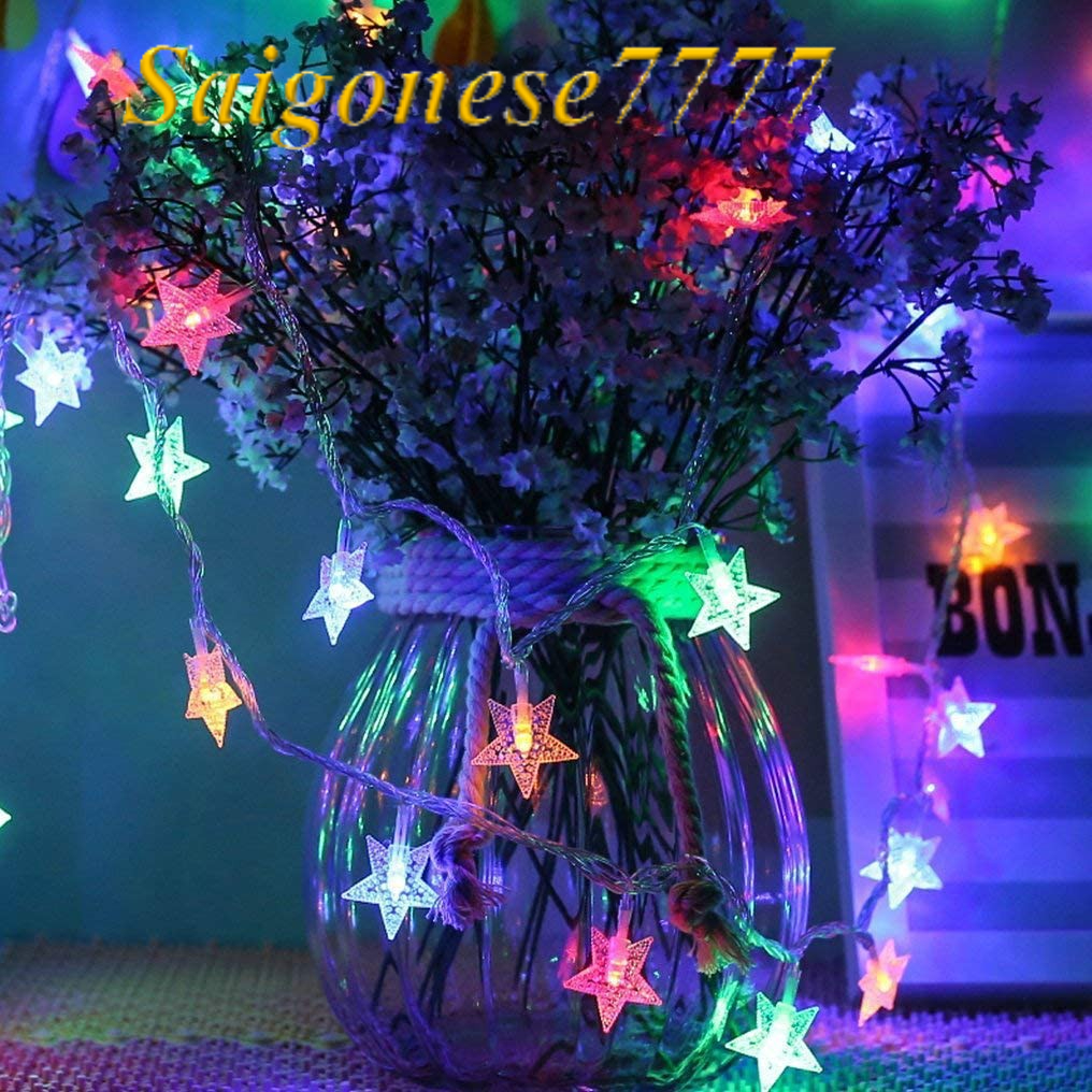 Dây Đèn Led Xài Pin Bóng Đèn Hình Ngôi Sao Trang Trí Decor Tiệc Noel Cắm Trại