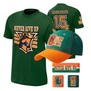 Combo Áo + Mũ + Băng Tay John Cena "Never Give Up 15x" xanh lá