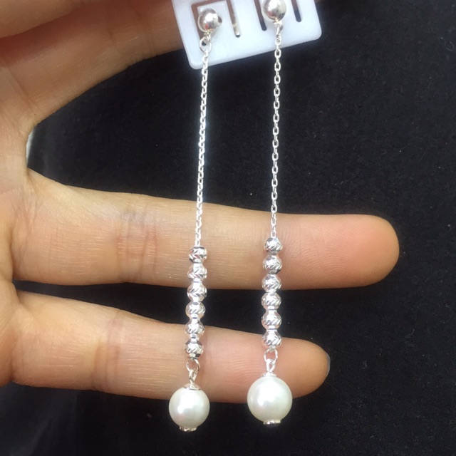 Khuyên tai bạc ta bi phối Ngọc trắng nhân tạo
