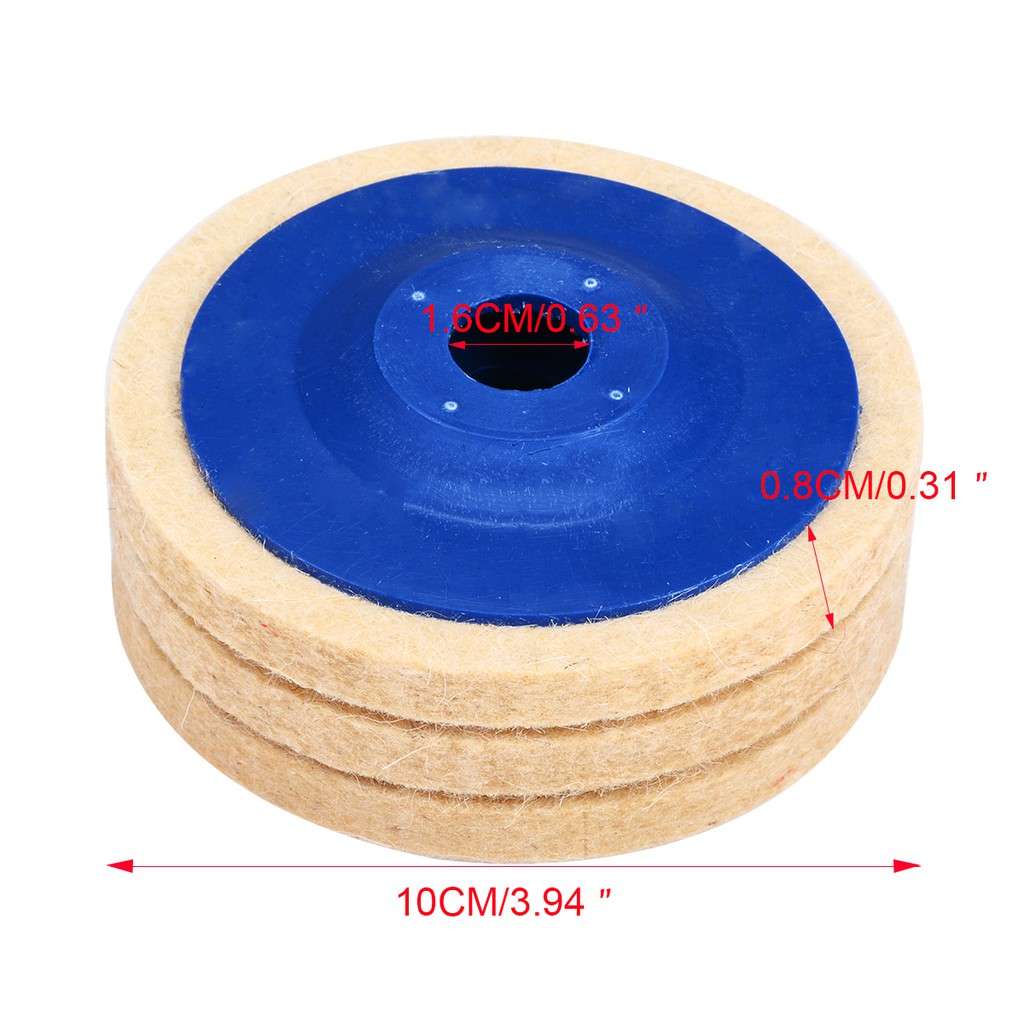3pcs 100mm 4inch Wool Buffing Grinding Wheel Felt Polishing Discs Pads Set Blue
