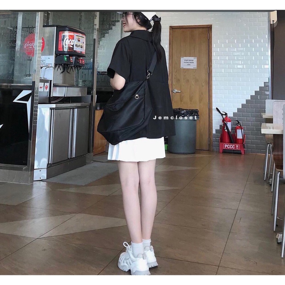 {SP mới - sẵn} -  Áo Babydoll Nữ Buộc Dây Trắng Đen 🦋 Áo Sơ Mi Nữ Cộc Tay Cổ Bẻ 2 Màu 🦋