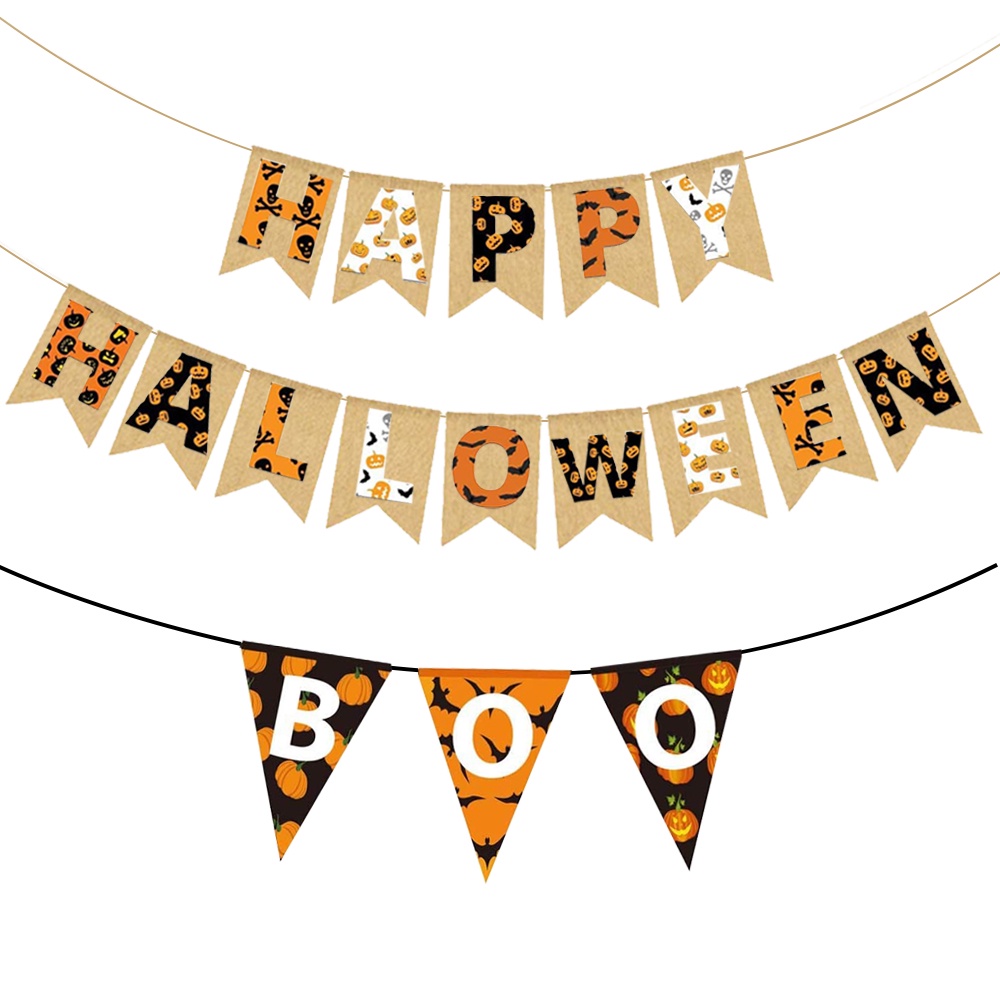 Dây Cờ Treo Tường Họa Tiết Chữ Happy Halloween Trang Trí Nhà Cửa