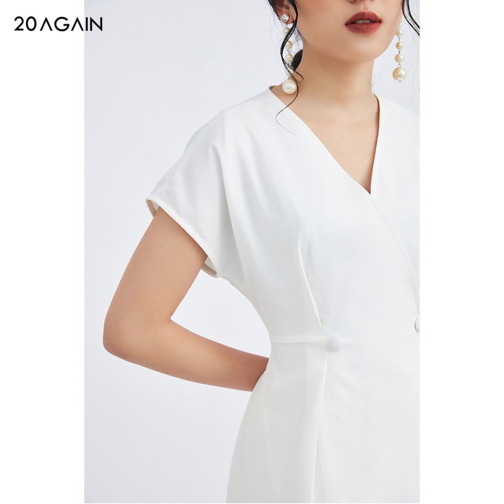 Đầm váy nữ công sở 20AGAIN đủ màu, đủ size, thiết kế ngắn tay liền vai vạt chéo DEA1118