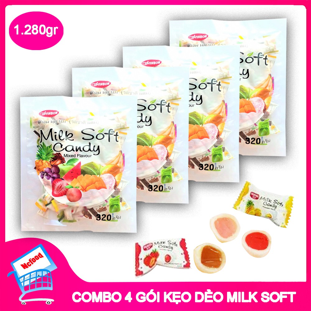 Combo 4 Kẹo dẻo Thái Lan Milk Soft Candy 320 gam