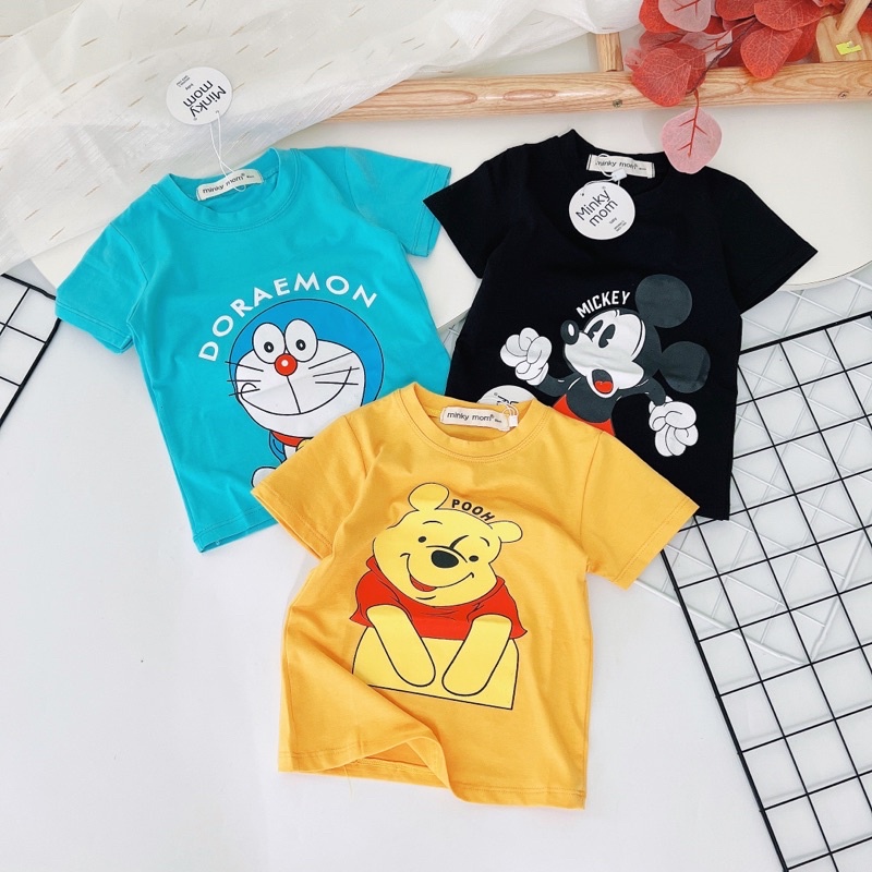 Sale !!! Áo  Phông Cotton 100% Hàng Minky Mom Họa Tiết D0remon  Cho Bé ( Size từ 8-18kg) (1470)