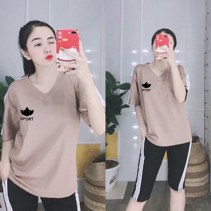 Đồ bộ nữ mặc nhà, set đồ thể thao bigsize, set bộ đồ thun lửng bigsize kiểu dáng thể thao