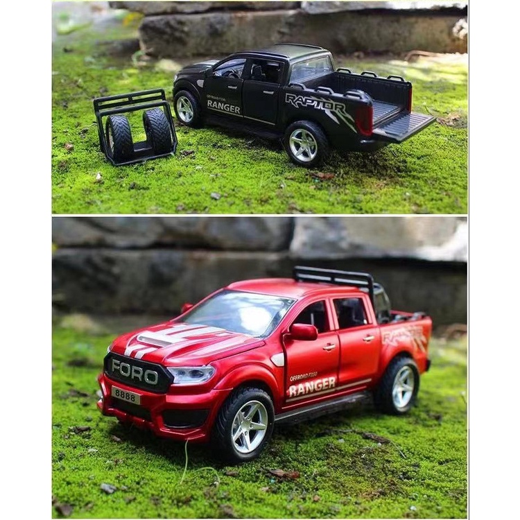 Mô hình xe ô tô FORD RAPTOR F350 tỷ lệ 1:32 khung hợp kim cót chạy đà có đèn âm thanh mô phỏng