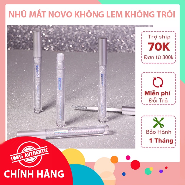 Nhũ mascara Novo lấp lánh, không lem không trôi, chống thấm nước, tạo hiệu ứng đôi mi long lanh, thu hút mọi ánh nhìn