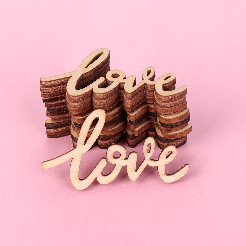 Bộ 18 Miếng Gỗ In Chữ Love Dễ Thương DIY 55mm Trang Trí Bàn Tiệc Cưới