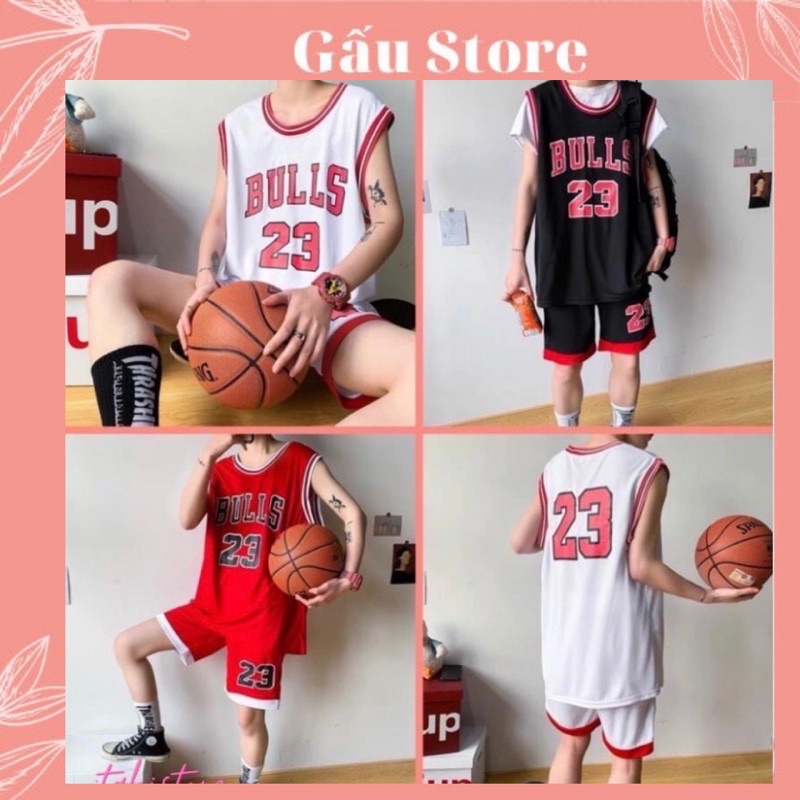 Set bộ thể thao bóng rổ chất lưới dưới 75kg GấuStore - Bulls 23a
