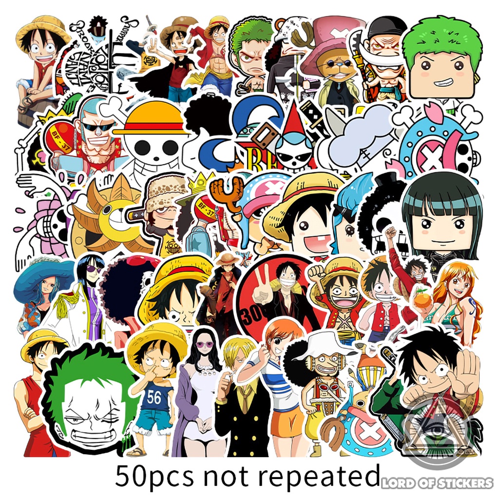 Set 50 Hình Dán One Piece Sticker Anime Manga Truyện Tranh Đảo Hải Tặc Chống Thấm Nước Trang Trí Mũ Bảo Hiểm, Laptop, Sổ