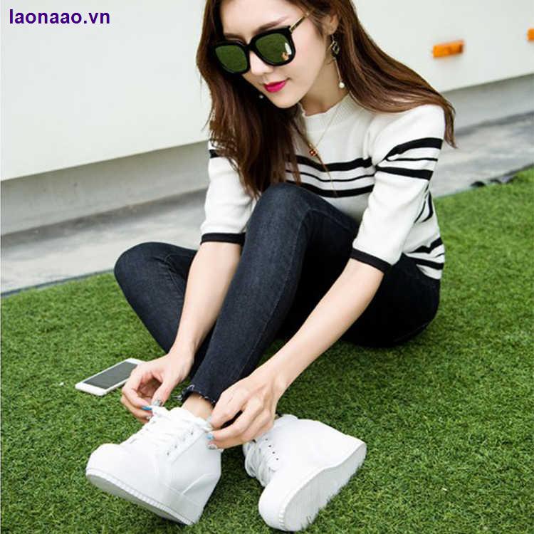 Giày thể thao thoáng khí độn đế giúp tăng chiều cao thời trang xuân hè 2021 dành cho nữ