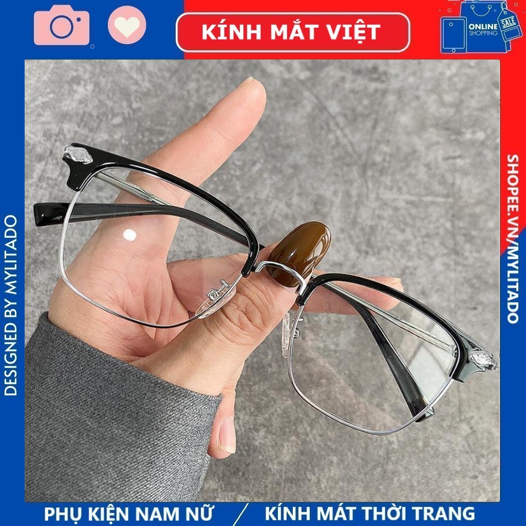 Gọng kính cận Chrome hearts  TITANIUM Cao Cấp nam nữ , thiết kế mắt vuông phù hợp nhiều khuôn mặt