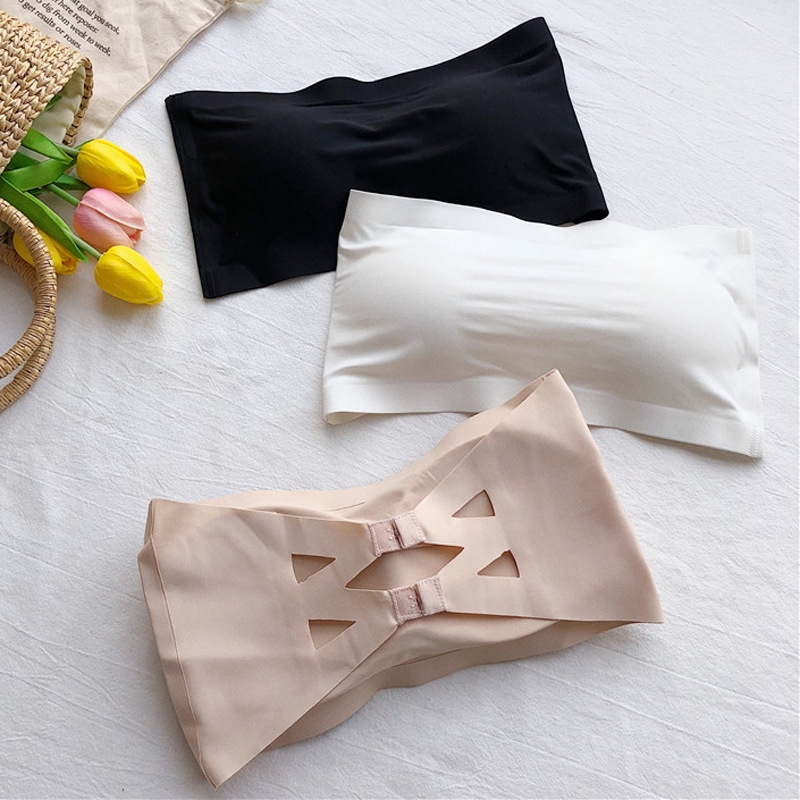 Áo Ống Không Dây Bằng Lụa Lạnh Không Đường May Hở Lưng Thời Trang 18161