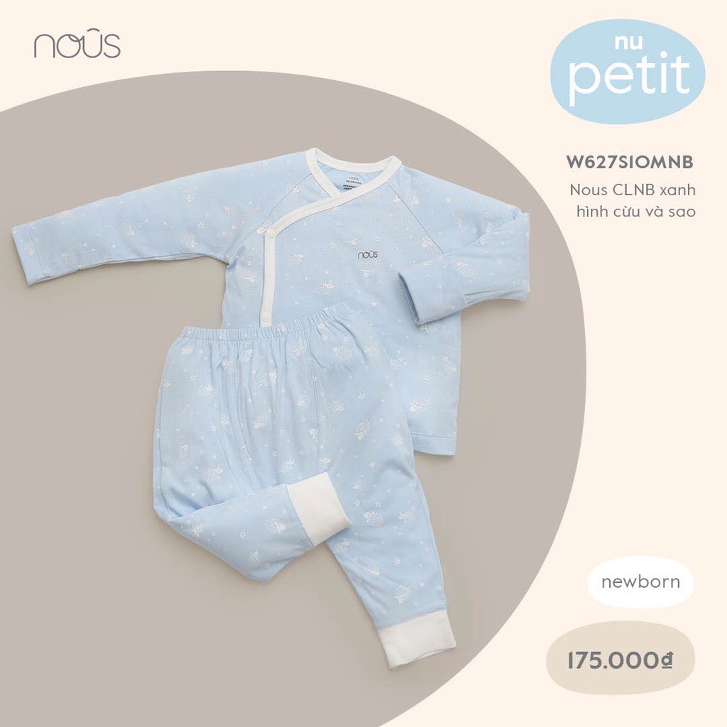 Bộ sơ sinh cài lệch petit họa tiết Nous cho bé
