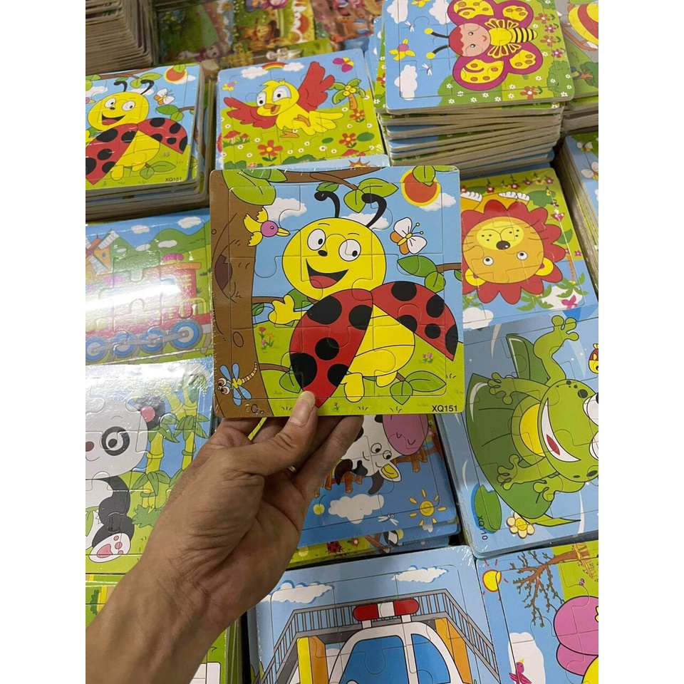 Đồ chơi xếp hình lắp ráp tranh ghép gỗ 9 mảnh hơn 20 mẫu ngộ nghĩnh
