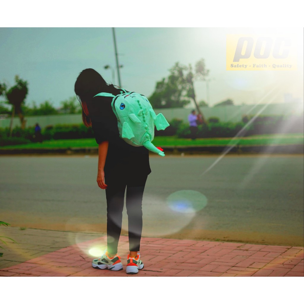 Balo con rồng răng sún cute màu xanh ngọc